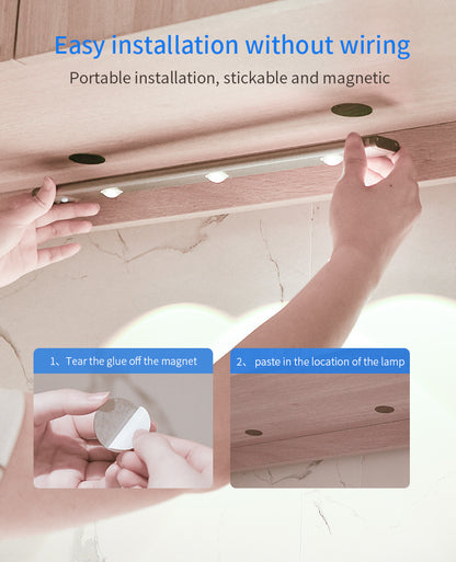 Motion Sensor Lamp Under The Cabinet Dimmable Cabinet Lamp Rechargeable Magnetic Suction Installation Kitchen Night Light Wardrobe Lamp
