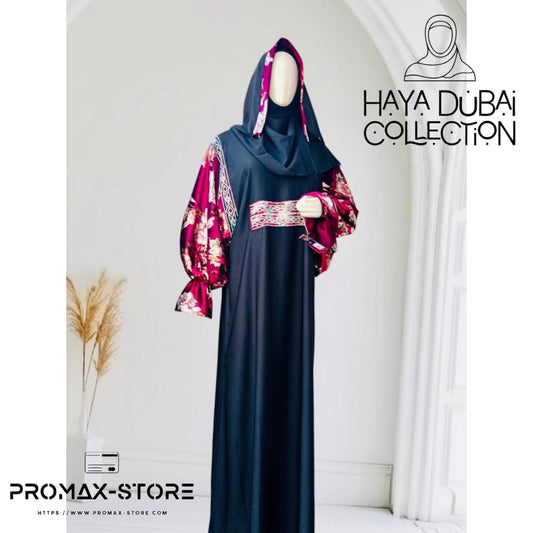Haya Dubai Collection – Midnight Bloom Abaya